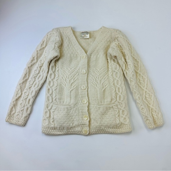 Kilronan Knitwear cream merino wool cardigan Womens Size XXS Irish knit sweater - Picture 9 of 9